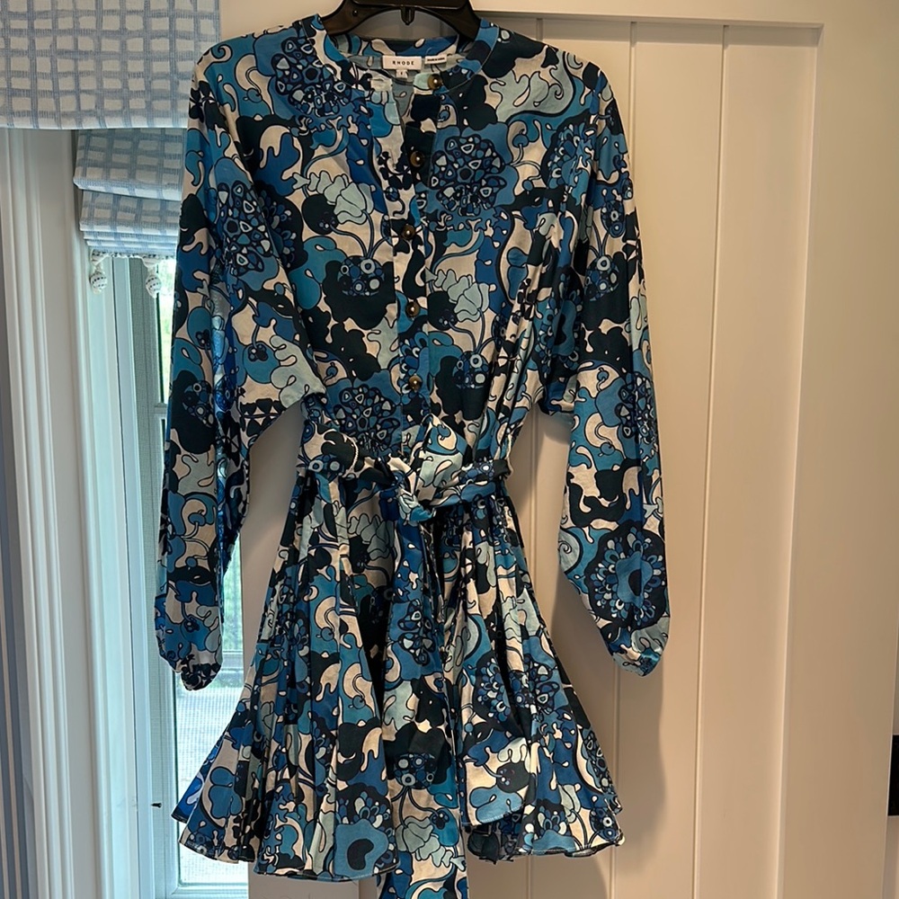 RHODE Ema Blue Floral Mini Dress